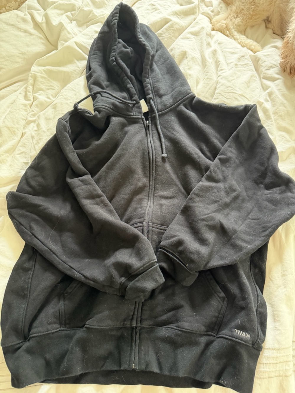 Aritzia Black Zip-Up Hooded Sweatshirt
